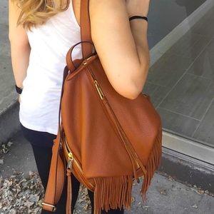 Rebecca Minkoff Medium Julian Fringe Brown Leather Backpack